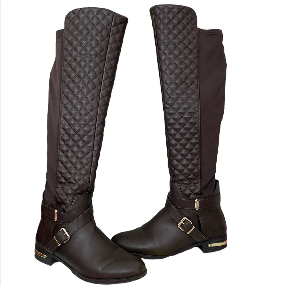 Over the knee Brown with gold accent boots